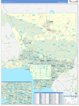 Los Angeles County Wall Map Basic Style